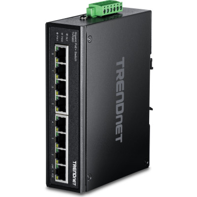 TRENDnet TI-PG80 8-Port Gigabit Ethernet Switch, 8 Gigabit PoE+ ports, 16 Gbps switching capacity, DIN-rail/wall mount